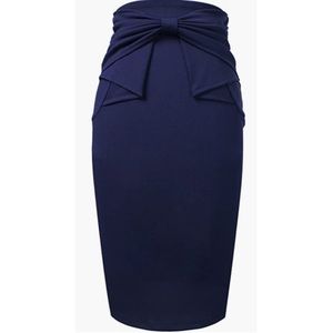 Pleated Waist Detail with Bowknot, slim fitting pencil skirt